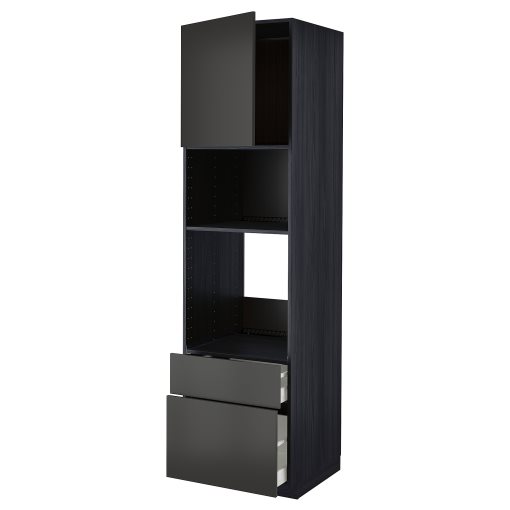 METOD/MAXIMERA, high cabinet for oven/microwave with door/2 drawers, 60x60x220 cm, 994.975.67