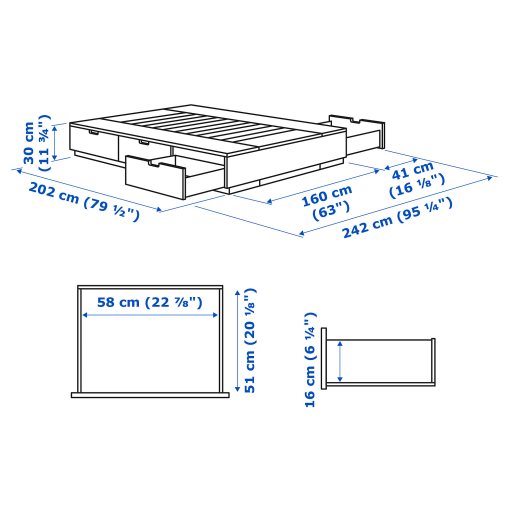 NORDLI, κρεβάτι με αποθηκευτικό χώρο, 160x200 cm, 003.498.49