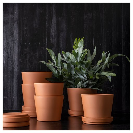 BRUNBÄR, plant pot with saucer/outdoor, 12 cm, 105.108.26