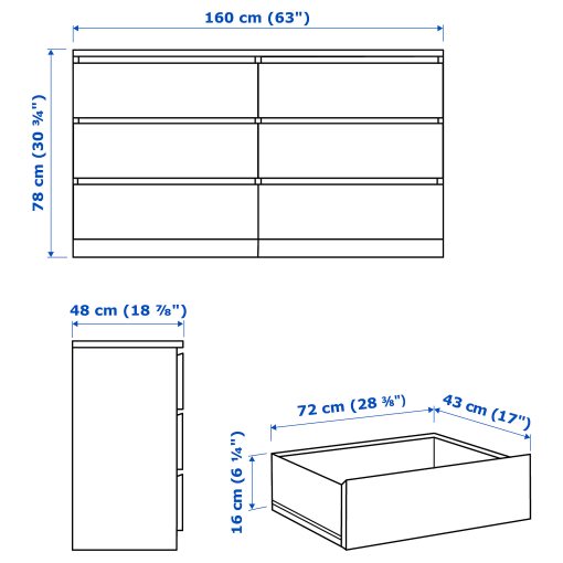 MALM, bedroom furniture/set of 4, 140x200 cm, 194.882.13