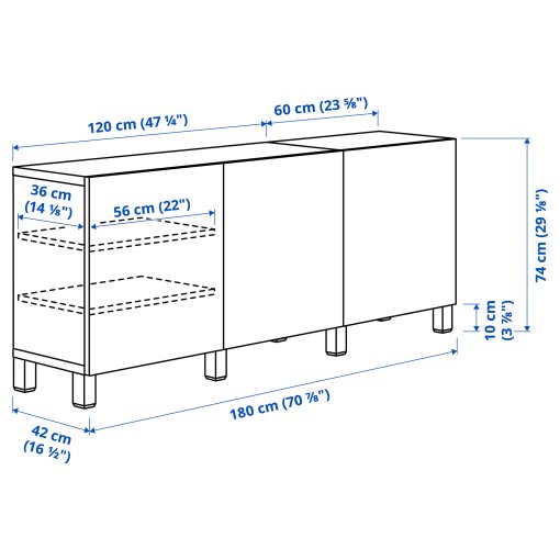 BESTÅ, σύνθεση αποθήκευσης με πόρτες, 180x42x74 cm, 291.397.37