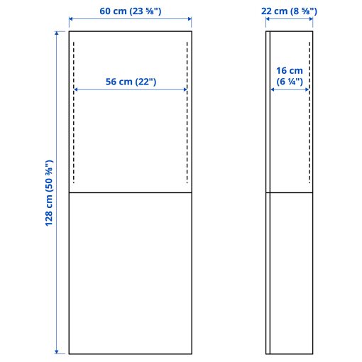 BESTÅ, wall cabinet with 2 doors, 60x22x128 cm, 294.219.72