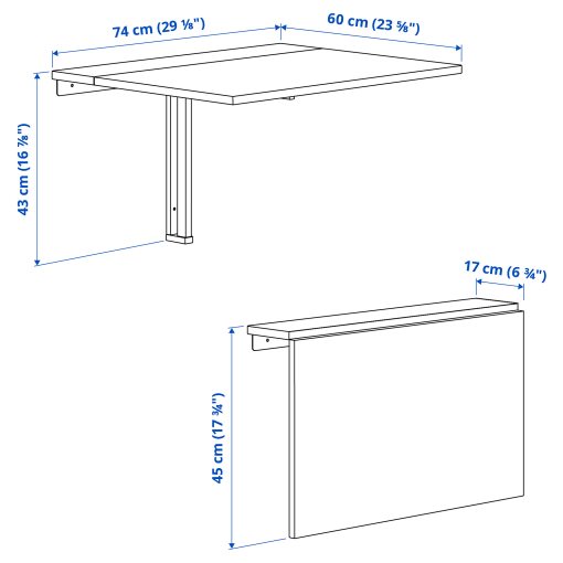 NORBERG, wall-mounted drop-leaf table, 301.805.04
