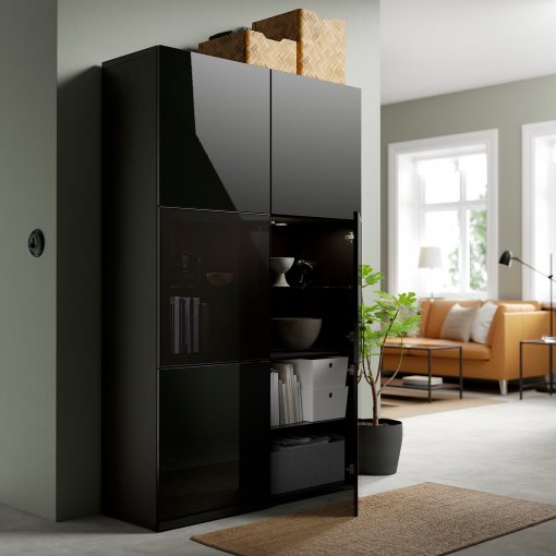BESTÅ, storage combination w glass doors,, 120x42x193 cm, 390.594.57
