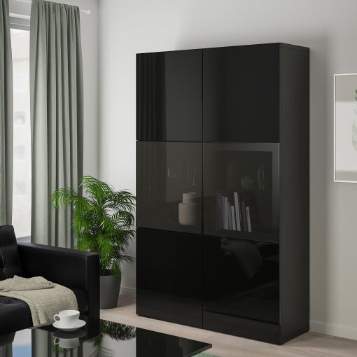 BESTÅ, storage combination w glass doors,, 120x42x193 cm, 390.594.57