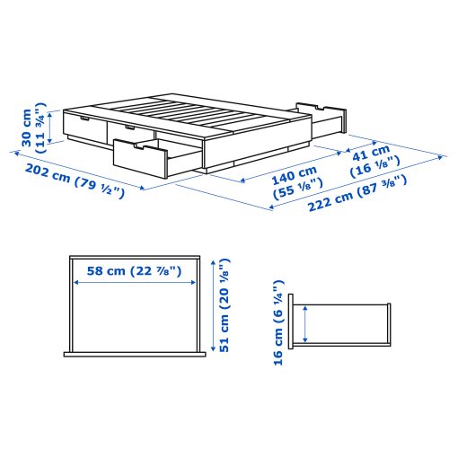 NORDLI, bed with storage, 140x200 cm, 403.498.47