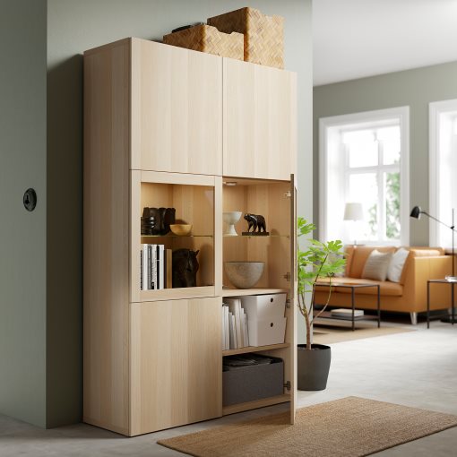 BESTÅ, storage combination w glass doors,, 120x42x193 cm, 490.898.16