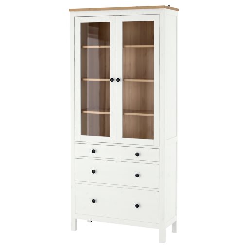 HEMNES, ντουλάπι 3 συρτάρια, γυάλινη πόρτα, 504.135.07