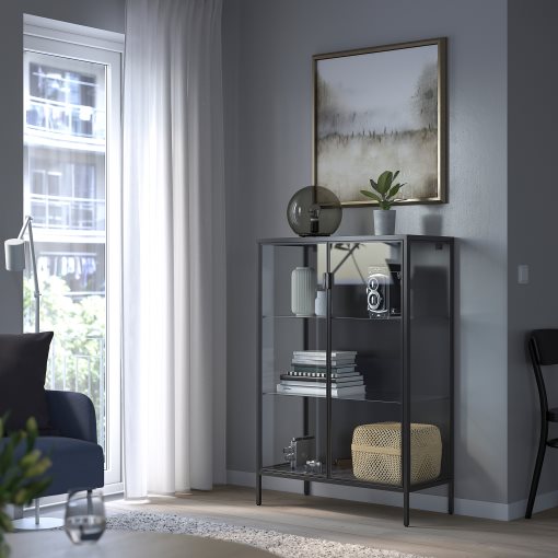 RUDSTA, glass-door cabinet, 80x37x120 cm, 504.501.37