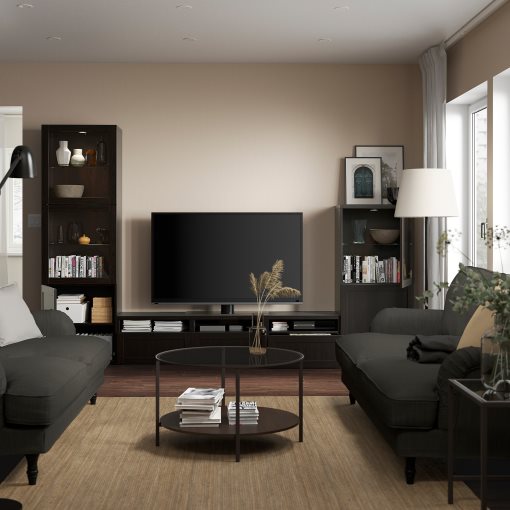 BESTÅ, σύνθεση αποθήκευσης TV/γυάλινες πόρτες/συρτάρια με μαλακό κλείσιμο, 300x42x193 cm, 593.307.82