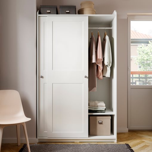 HAUGA, wardrobe with sliding doors, 118x55x199 cm, 604.569.16