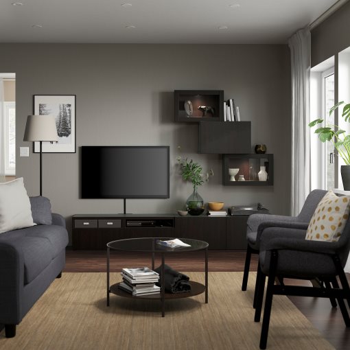 BESTÅ, TV storage combination/glass doors/drawers push open, 240x42x190 cm, 694.112.97