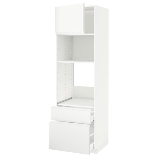 METOD, high cabinet for oven/microwave with door/2 drawers, 60x60x200 cm, 794.552.24