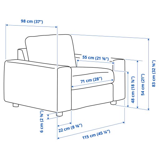 VIMLE, armchair with wide armrests, 794.771.79