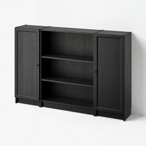 BILLY/OXBERG, bookcase combination with doors, 160x106 cm, 794.835.90