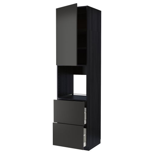 METOD/MAXIMERA, high cabinet for oven with door/2 drawers, 60x60x240 cm, 794.984.12