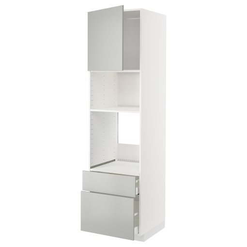 METOD, high cabinet for oven/microwave with door/2 drawers, 60x60x220 cm, 795.381.54