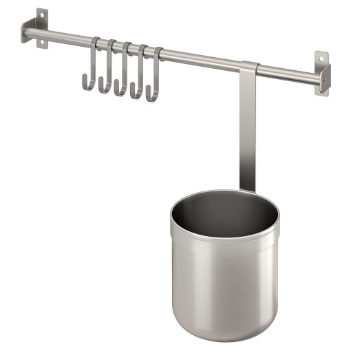 KUNGSFORS, rail with 5 hooks and 1 container, 893.081.57