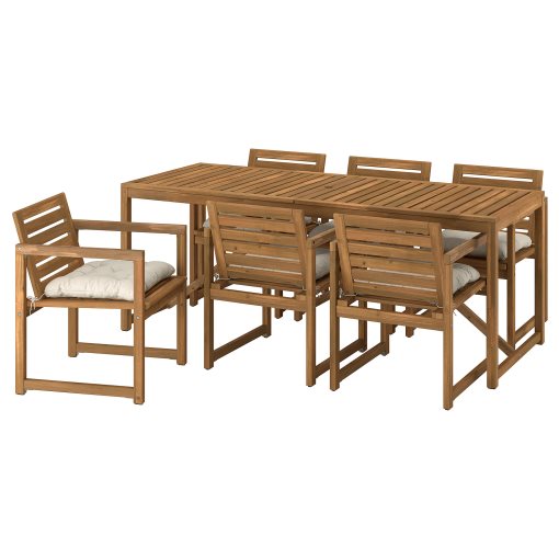 NÄMMARÖ, table with 6 chairs with armrests/outdoor, 200x75 cm, 895.752.78