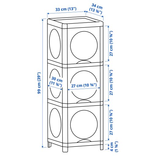 IVÖSJÖN, cabinet with doors, 33x34x99 cm, 906.098.71