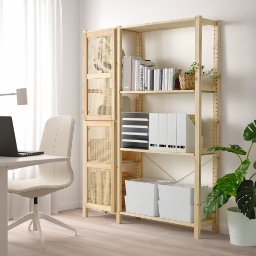 IVAR, shelving unit with doors, 134x30x179 cm, 994.034.70