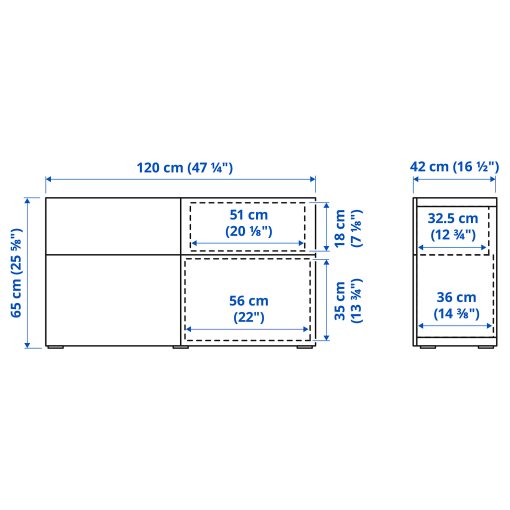 BESTÅ, storage combination with doors/drawers push-open, 120x42x65 cm, 994.126.34
