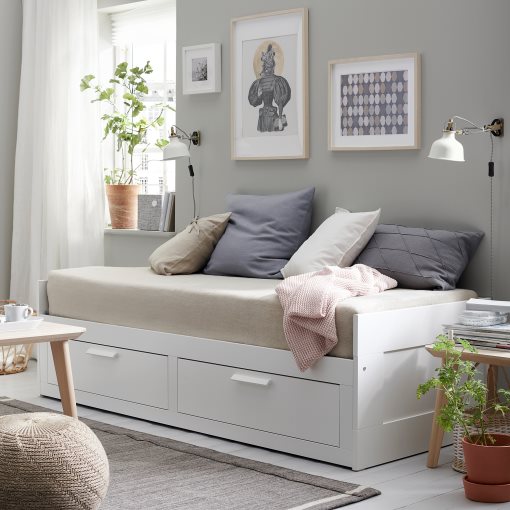 BRIMNES, κρεβάτι επισκέπτη day bed 2 συρτάρια/2 στρώματα, 80x200 cm, 994.945.02