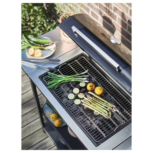 GRILLSKÄR, charcoal barbecue with 2 side tables, 994.952.24