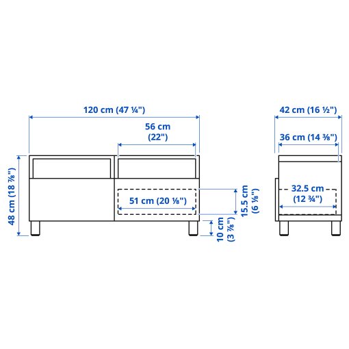 BESTÅ, έπιπλο TV με συρτάρια με μαλακό κλείσιμο, 120x42x48 cm, 191.882.81