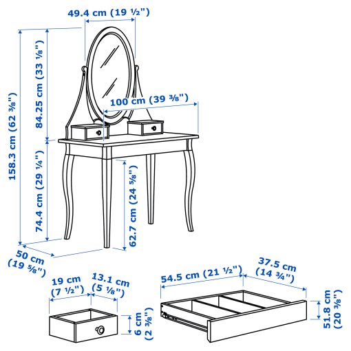 HEMNES, τουαλέτα με καθρέφτη, 303.744.13