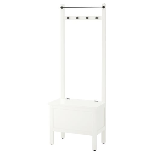 HEMNES, storage bench with towel rail/4 hooks, 303.966.55