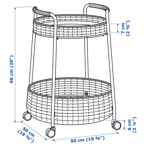 LUBBAN, trolley table with storage, rattan, 504.343.07
