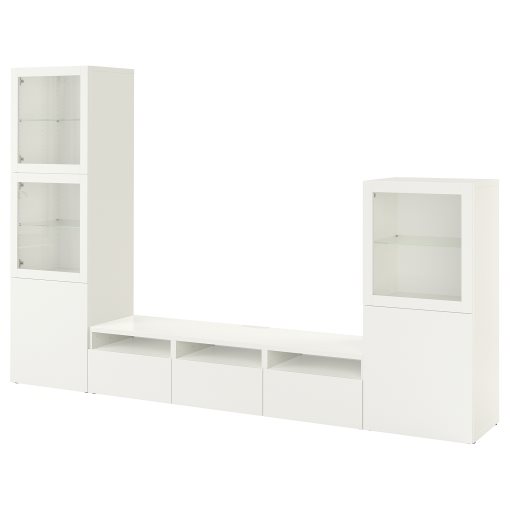BESTÅ, TV storage combination/glass doors/drawers push open, 300x42x193 cm, 694.063.85