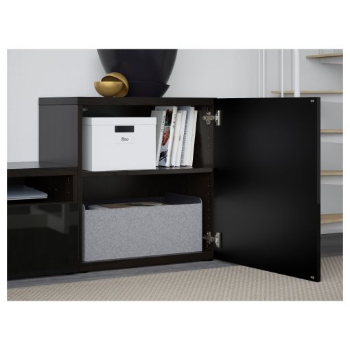BESTÅ, TV storage combination/glass doors/drawers push open, 300x42x211 cm, 694.067.19