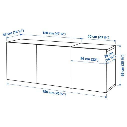 BESTÅ, storage combination with doors, 180x42x65 cm, 793.250.39
