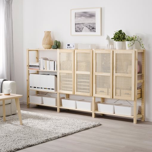 IVAR, shelving unit with doors, 259x30x124 cm, 794.034.71