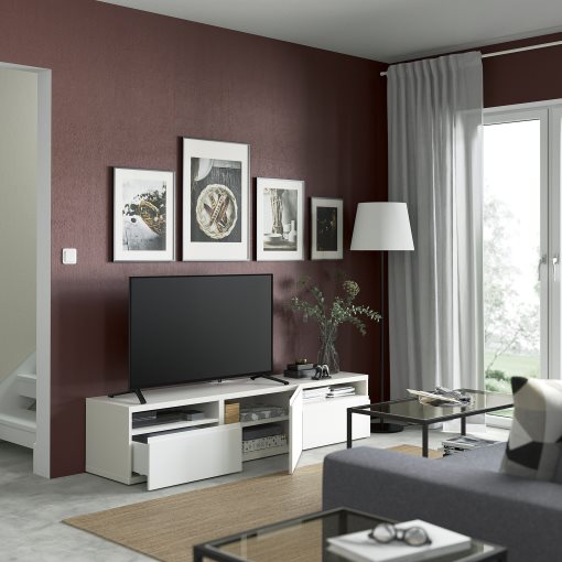 BESTÅ, TV bench with door/drawers soft closing, 180x42x39 cm, 994.347.54