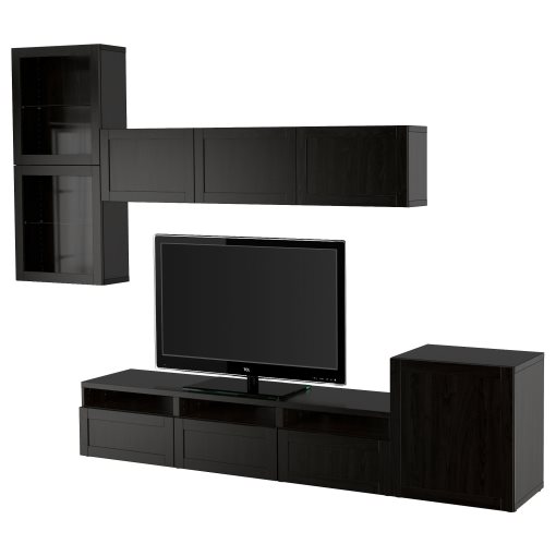 BESTÅ, TV storage combination/glass doors/drawers soft closing, 300x42x211 cm, 194.069.29