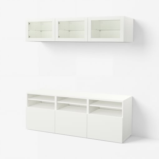 BESTÅ, TV storage combination/glass doors/drawers soft closing, 180x42x192 cm, 794.071.91