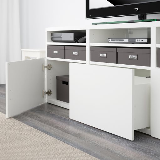 BESTÅ, TV storage combination/glass doors/drawers soft closing, 180x42x192 cm, 794.071.91