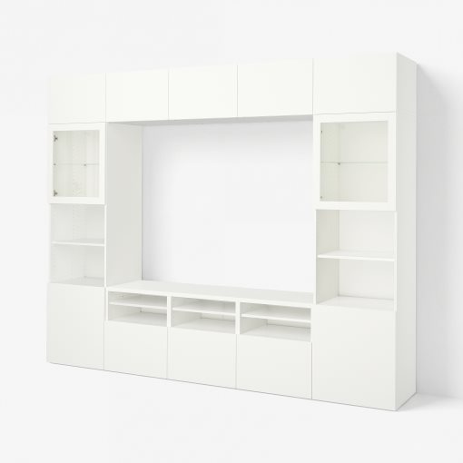 BESTÅ, TV storage combination/glass doors/drawers soft closing, 300x42x231 cm, 794.110.13