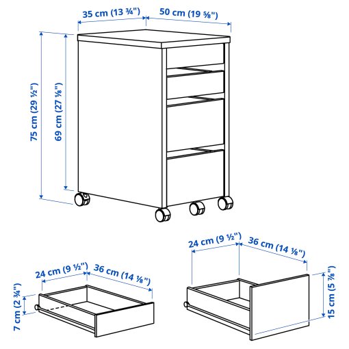 MICKE, drawer unit on castors, 902.130.78