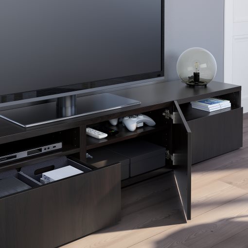 BESTÅ, TV bench with door/drawers soft closing, 180x42x39 cm, 193.284.13