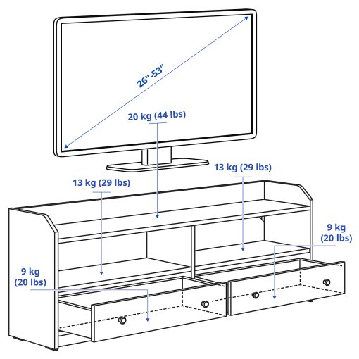 HAUGA, TV bench, 138x36x54 cm, 004.150.47