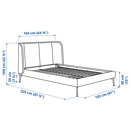 TUFJORD, κρεβάτι με επένδυση, 140x200 cm, 004.464.02