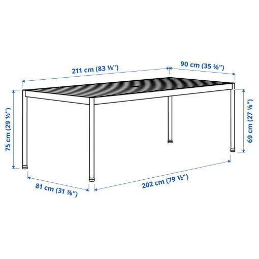 SEGERÖN, τραπέζι εξωτερικού χώρου, 91x212 cm, 005.107.99