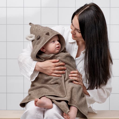 TROLLDOM, baby towel with hood/deer, 80x80 cm, 005.143.92