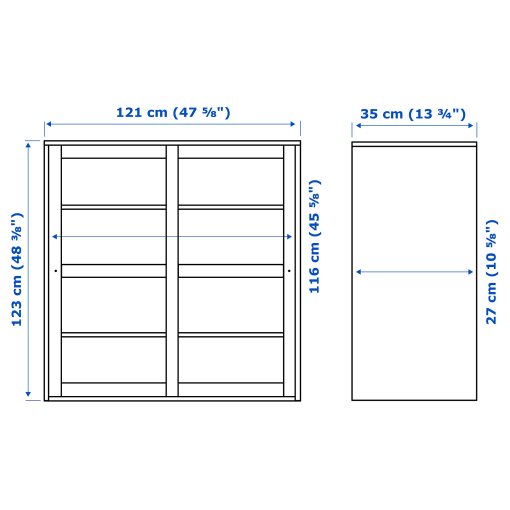 HAVSTA, glass-door cabinet, 121x35x123 cm, 005.292.56