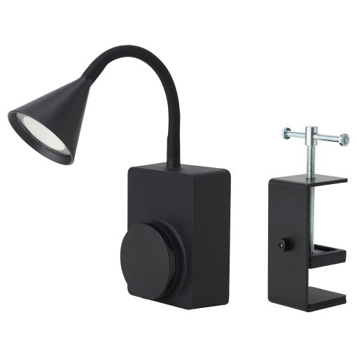 TÅGVIRKE, spotlight and clamp with built-in LED light source/battery-operated/outdoor/dimmable, 005.424.13