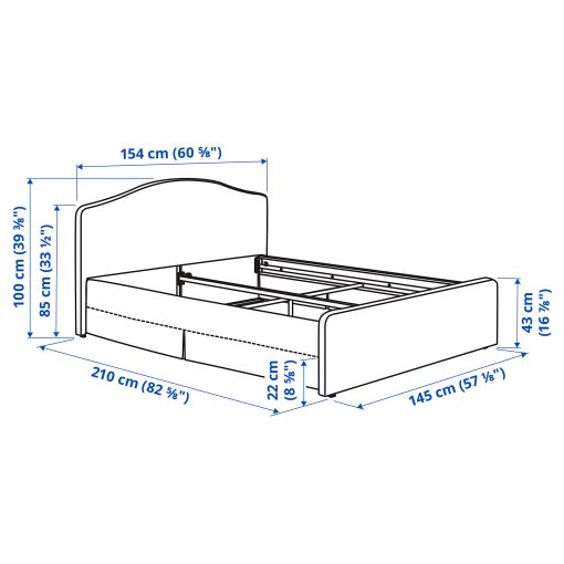 RAMNEFJALL, cover bed frame, 140x200 cm, 005.595.59